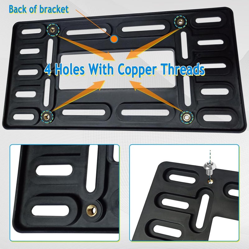 AOOTF Front License Plate Bracket Holder - Universal Front Bumper License Plate Mounting Kit, 2 Drill Holes Car Tag Adapter with Anti Theft Stainless Steel Screw Bolt Caps - Image 3